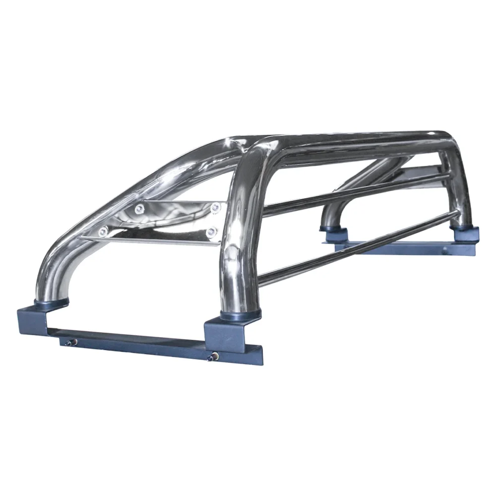 ROLL BAR BRONX ACERO INOXIDABLE CON STOP (BASE ALTA PLACA LATERAL ACERO INOX Y REJILLA EN MEDALLON) IMPORTADO PARA MITSUBISHI L-20